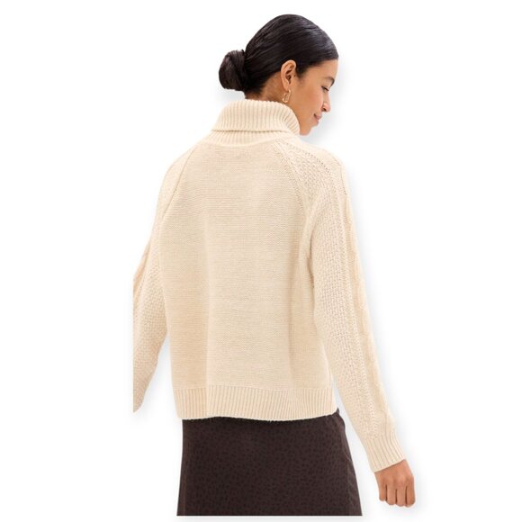 GAP Cream Cable-Knit Turtleneck Sweater, Size M - Picture 2 of 13